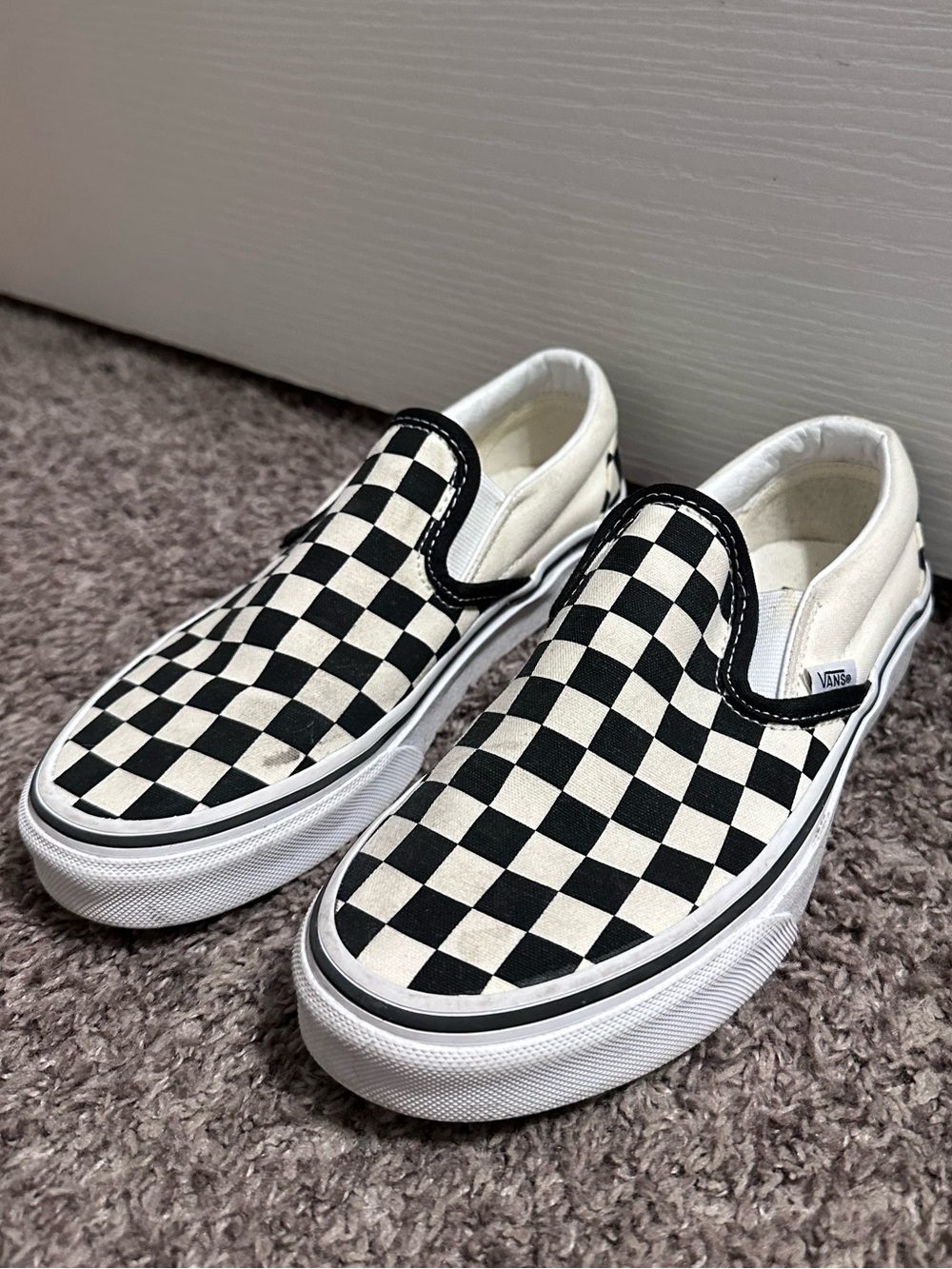 Vans Slip-On Checkerboard Sneakers - Black & White